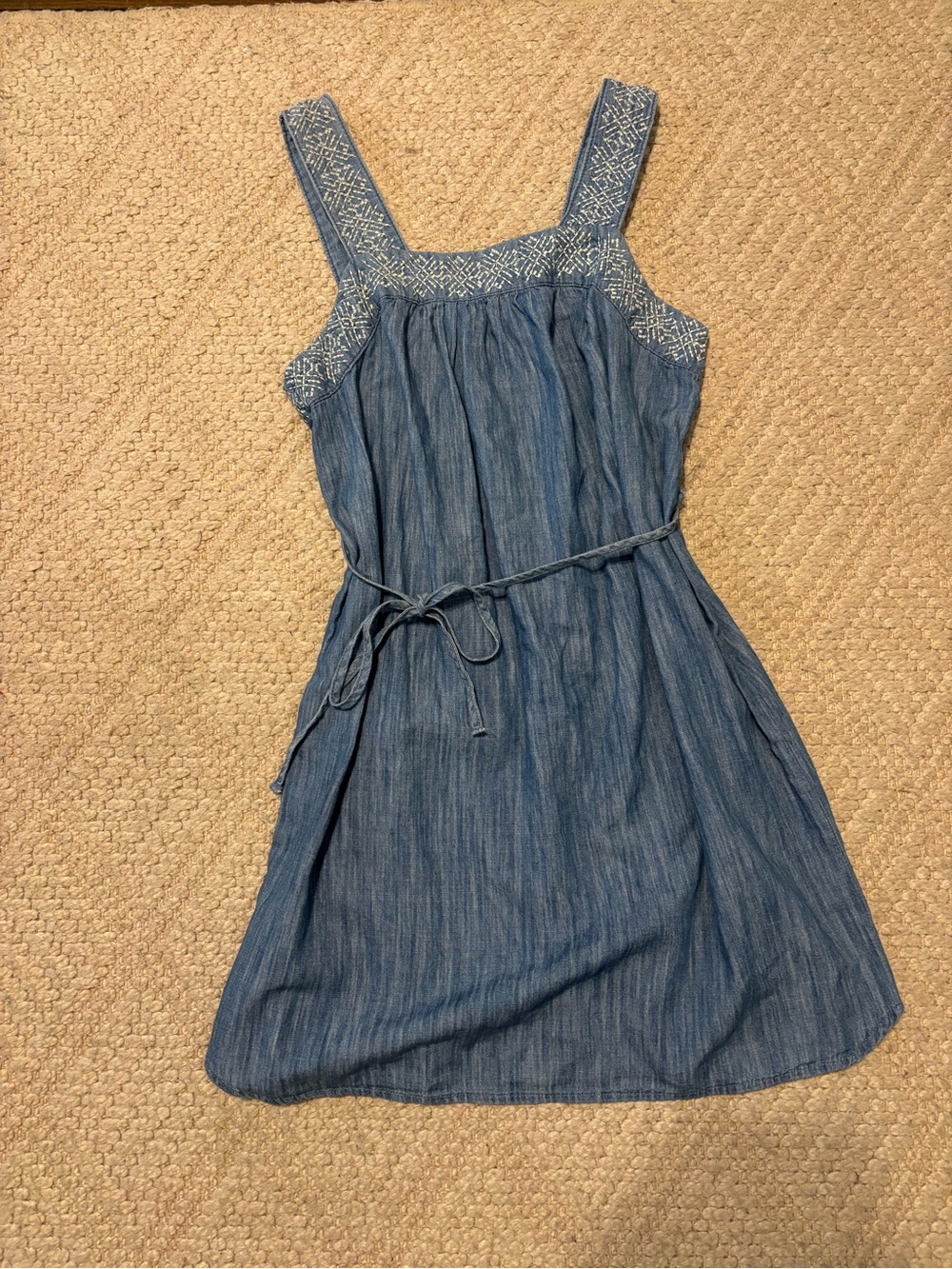 Universal Thread Blue Denim-Style Mini Dress with Embroidered Yoke NWT